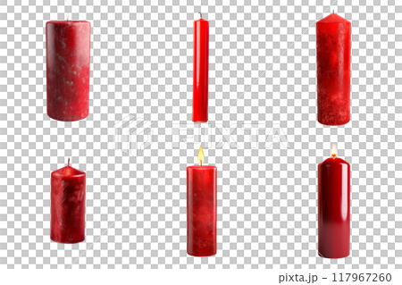 Six Red Candles, Some Lit, Some Unlit Six Red Candles, Some Lit, Some Unlit 117967260