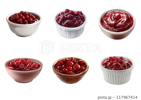Six Bowls of Red Cranberry Sauce 117967414