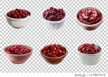 Six Bowls of Red Cranberry Sauce 117967414