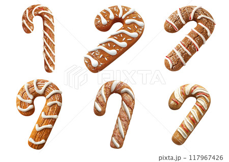 Six Glazed Gingerbread Candy Canes 117967426