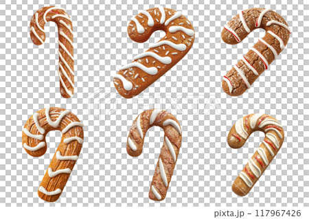 Six Glazed Gingerbread Candy Canes 117967426
