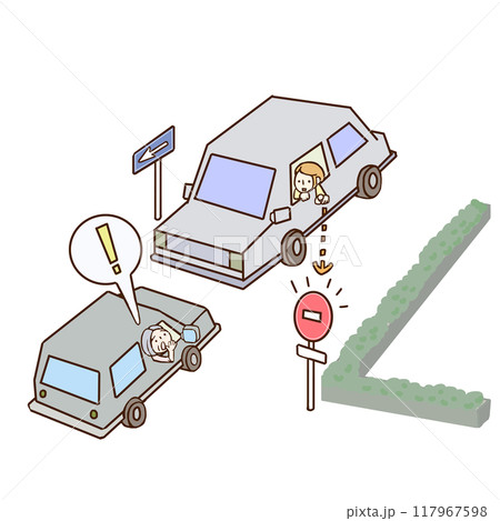 一方通行を無視しようとした車に教えてあげる 117967598