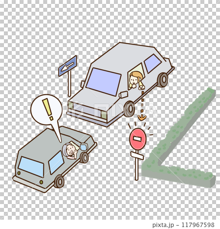 一方通行を無視しようとした車に教えてあげる 117967598