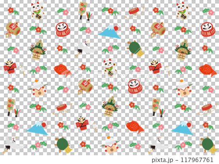 New Year's pattern illustration_white 117967761