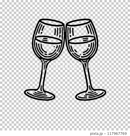 手描き風のシンプルな白ワインのイラスト素材 手描き風のシンプルな白ワインのイラスト素材 117967769