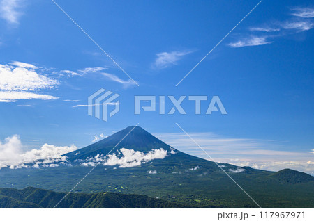 夏の富士山と青空の絶景(山梨県・王岳より) 夏の富士山と青空の絶景(山梨県・王岳より) 117967971
