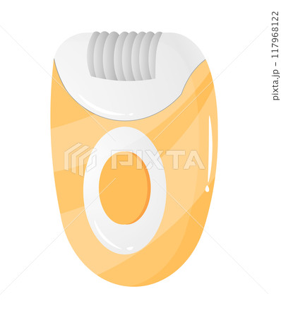 electric epilator flat vector illustration featuring a yellow and white device for hair removal and skin care suitable for beauty and personal care advertisements 117968122
