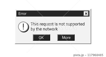 Old error notification in black style. Retro warning window message. Old error notification in black style. Retro warning window message. 117968485