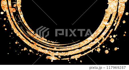 黒背景に金色風の和風な円のイラスト素材 117969287