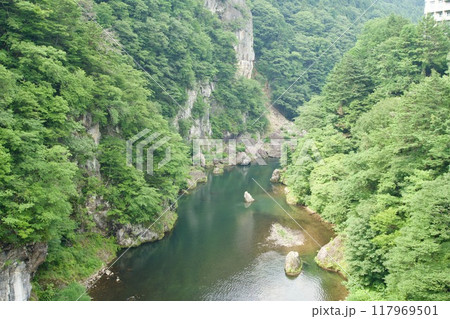 鬼怒川の渓谷の風景 117969501