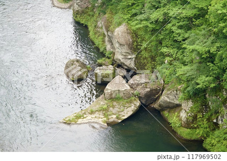 鬼怒川の縁にある大きな岩 鬼怒川の縁にある大きな岩 117969502