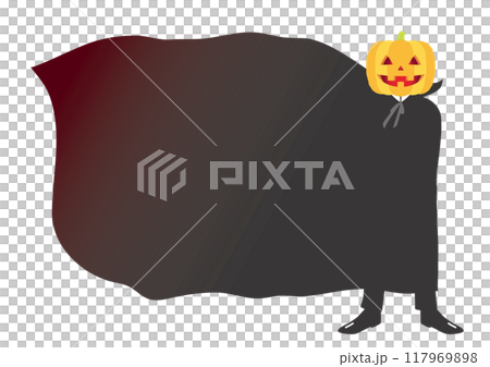 Frame of a jack-o'-lantern with a fluttering cape (no lines) Frame of a jack-o'-lantern with a fluttering cape (no lines) 117969898