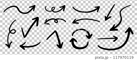 向量筆手繪箭頭設定黑白 向量筆手繪箭頭設定黑白 117970119