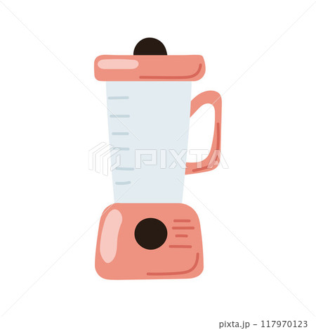 Electric blender design in flat style. Food mixer grinder for kitchen. Smoothie tool. Vector illustration isolated on a white background. 117970123