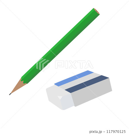 鉛筆と消しゴムのイラスト 鉛筆と消しゴムのイラスト 117970125