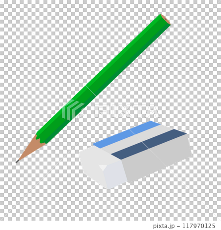 鉛筆と消しゴムのイラスト 鉛筆と消しゴムのイラスト 117970125
