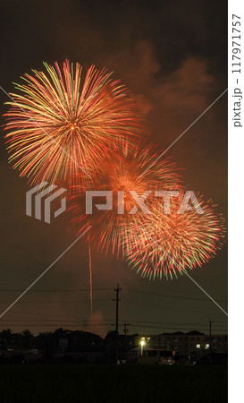 夏の夜空に咲く大輪の花火 夏の夜空に咲く大輪の花火 117971757