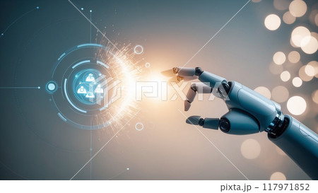 Combination of using Robot help on Business ecosystems concept. Business strategies and solution of creating new opportunities. 117971852