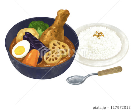 スープカレー カレーライスのイラスト スープカレー カレーライスのイラスト 117972012