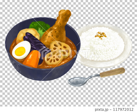 スープカレー カレーライスのイラスト スープカレー カレーライスのイラスト 117972012