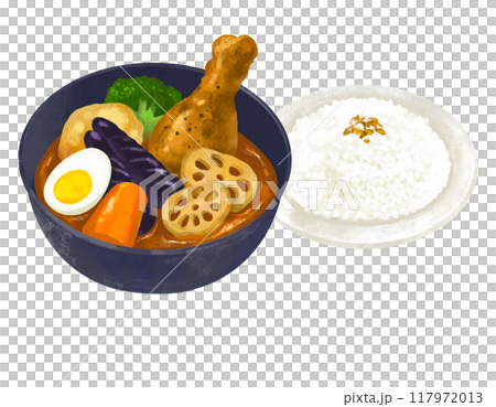 スープカレー カレーライスのイラスト スープカレー カレーライスのイラスト 117972013