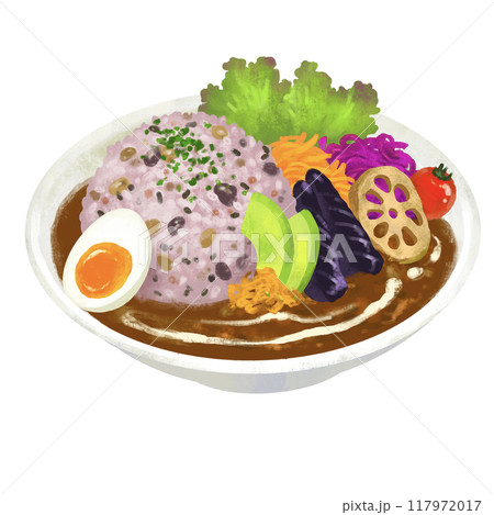 おしゃれなカフェカレー　カレーライスのイラスト 117972017