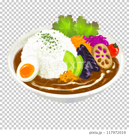 おしゃれなカフェカレー　カレーライスのイラスト 117972019