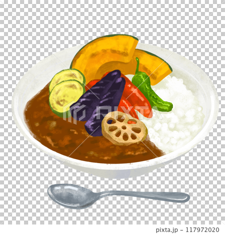 夏季蔬菜咖哩咖哩飯插畫 117972020