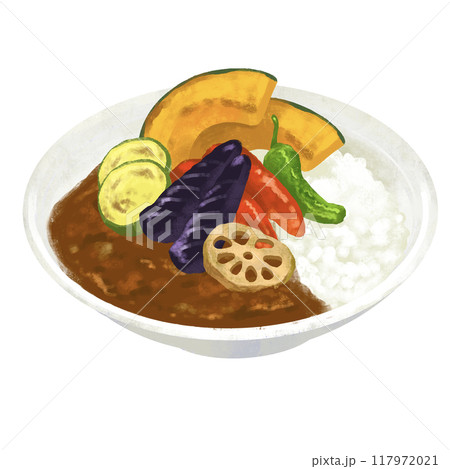 夏野菜カレー カレーライスのイラスト 夏野菜カレー カレーライスのイラスト 117972021