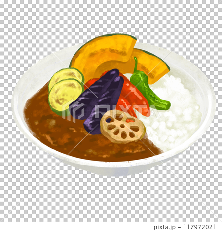 夏季蔬菜咖哩咖哩飯插畫 117972021