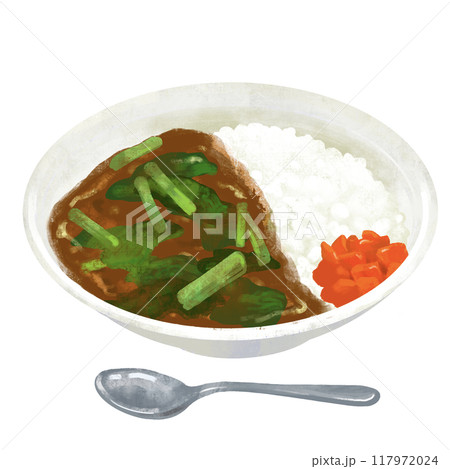ほうれん草カレー　カレーライスのイラスト 117972024