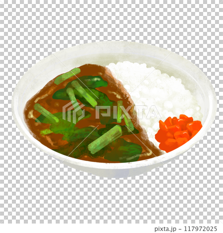 ほうれん草カレー　カレーライスのイラスト 117972025