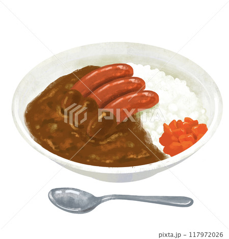 ソーセージカレー　カレーライスのイラスト 117972026