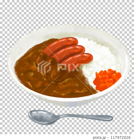 ソーセージカレー　カレーライスのイラスト 117972026