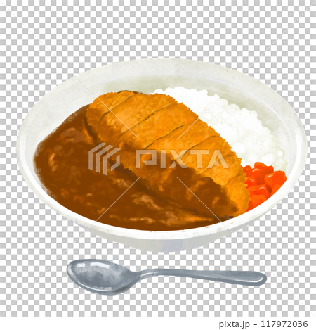 カツカレー　かつカレー　カレーライスのイラスト 117972036
