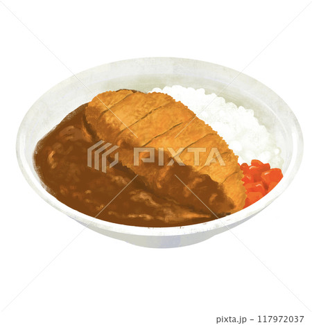 カツカレー　かつカレー　カレーライスのイラスト 117972037