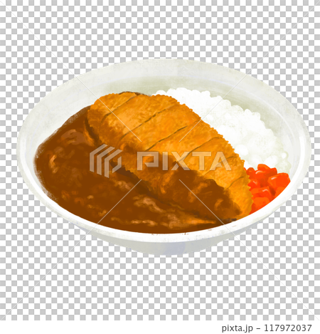 カツカレー　かつカレー　カレーライスのイラスト 117972037