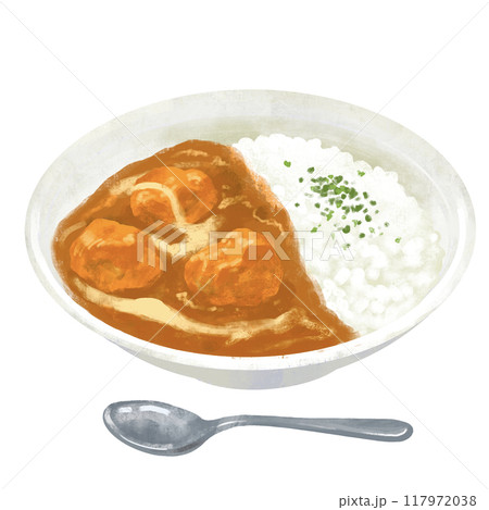 バターチキンカレー　カレーライスのイラスト 117972038