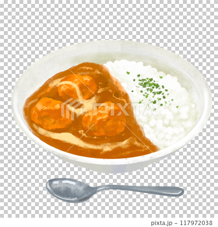 バターチキンカレー　カレーライスのイラスト 117972038