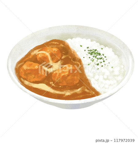 バターチキンカレー　カレーライスのイラスト 117972039