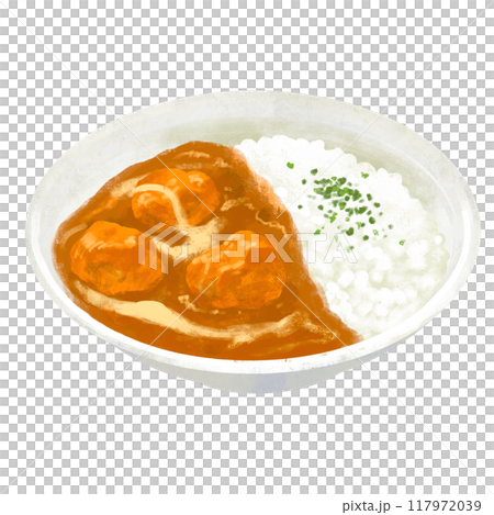 バターチキンカレー　カレーライスのイラスト 117972039