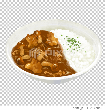 きのこのカレー　カレーライスのイラスト 117972045