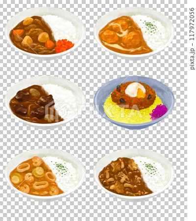 Various curry illustration set 2 Curry rice illustration 117972056