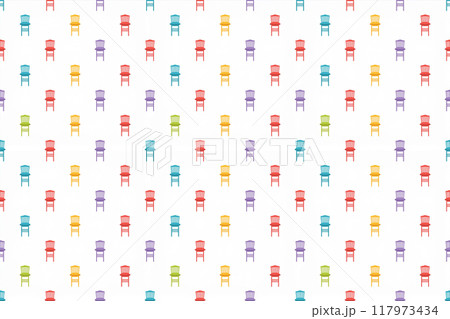 カラフルな椅子のシームレスパターン、白背景 117973434