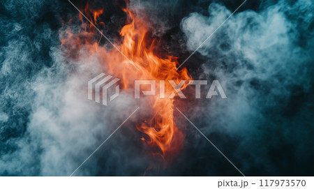 炎と煙の背景 炎と煙の背景 117973570