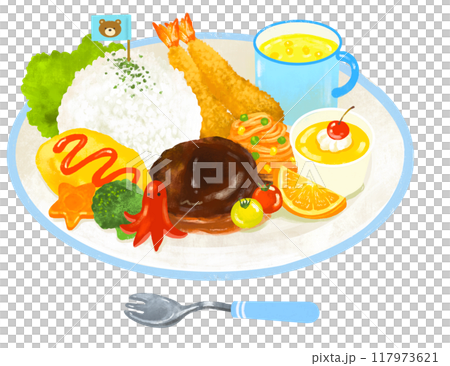Cute children's lunch illustration 117973621