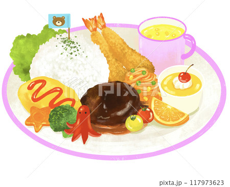 かわいいお子様ランチのイラスト 117973623
