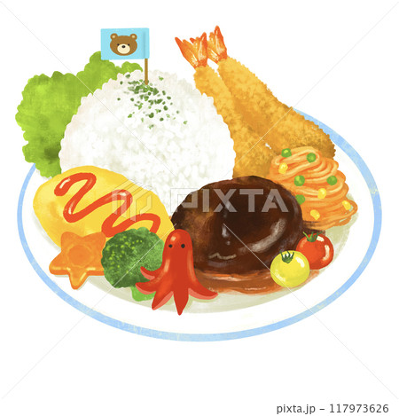 かわいいお子様ランチのイラスト 117973626