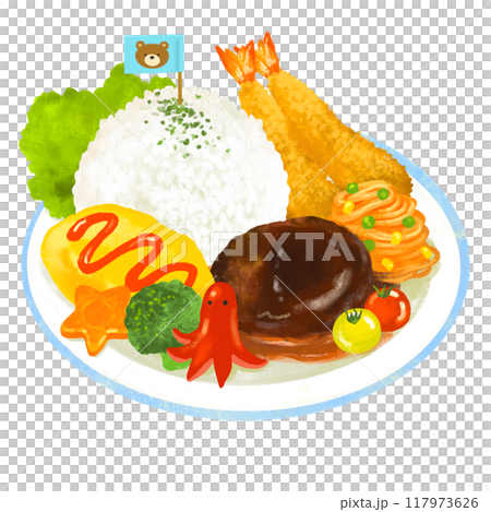 かわいいお子様ランチのイラスト 117973626