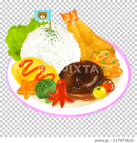 可愛的孩子午餐插畫 117973628